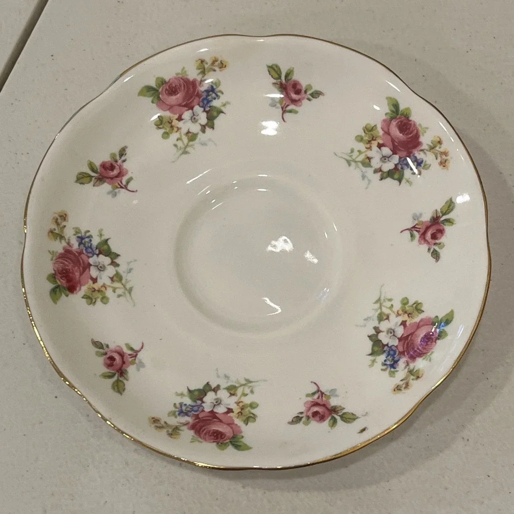 Adderley English Teacup Fine Bone China Teacup & Saucer Flowers Signed EUC